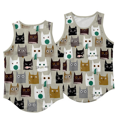 Vīriešu modes bezpiedurknēm, melnā tīģera apdrukas veste, fitnesa kultūrisms, muskuļu apakškrekls, sporta zāle