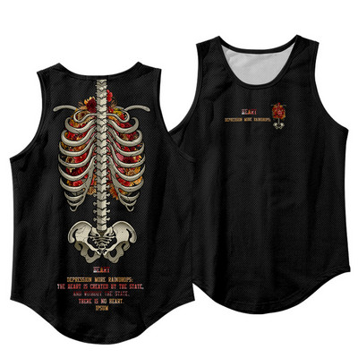 Vīriešu modes bezpiedurknēm, melnā tīģera apdrukas veste, fitnesa kultūrisms, muskuļu apakškrekls, sporta zāle