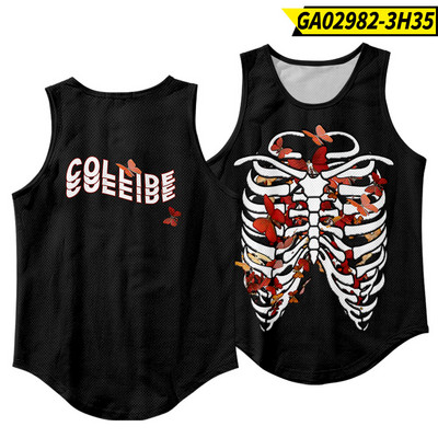 Vīriešu modes bezpiedurknēm, melnā tīģera apdrukas veste, fitnesa kultūrisms, muskuļu apakškrekls, sporta zāle