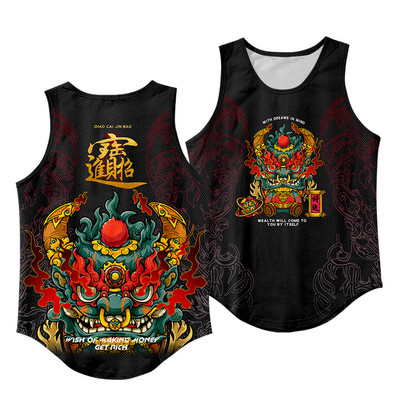 Vīriešu modes bezpiedurknēm, melnā tīģera apdrukas veste, fitnesa kultūrisms, muskuļu apakškrekls, sporta zāle