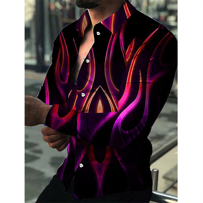 Férfi ing Grafikus ing Grafikus lehúzható fekete / piros fekete / szürke zöld kék sárga 3D nyomtatás Napi ünnepi hosszú ujjú 3D nyomtatás