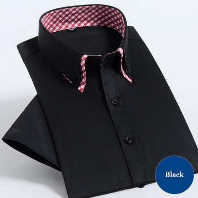 Νέο ανδρικό κοντομάνικο πουκάμισο φόρεμα, μη σιδερένιο διπλό στρώμα, επαγγελματικό επίσημο κανονικό μπλουζάκι γραφείου με κουμπιά επάνω Social πουκάμισα