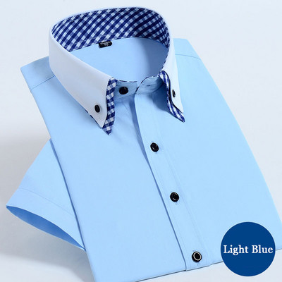 Νέο ανδρικό κοντομάνικο πουκάμισο φόρεμα, μη σιδερένιο διπλό στρώμα, επαγγελματικό επίσημο κανονικό μπλουζάκι γραφείου με κουμπιά επάνω Social πουκάμισα