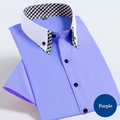 Νέο ανδρικό κοντομάνικο πουκάμισο φόρεμα, μη σιδερένιο διπλό στρώμα, επαγγελματικό επίσημο κανονικό μπλουζάκι γραφείου με κουμπιά επάνω Social πουκάμισα