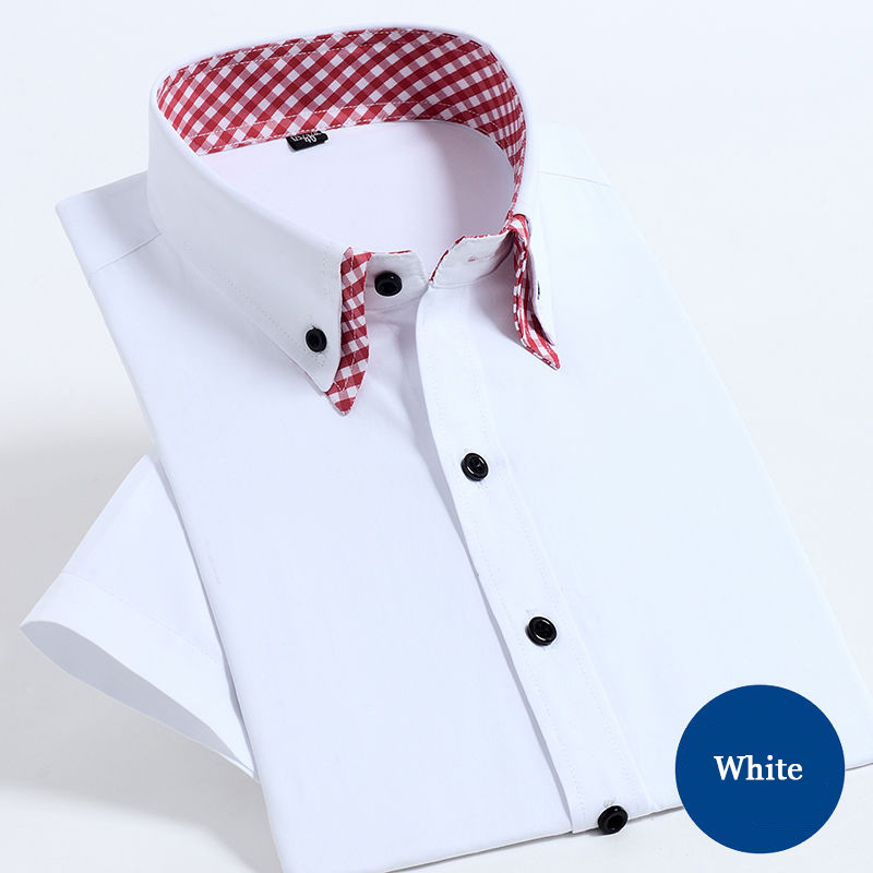 Νέο ανδρικό κοντομάνικο πουκάμισο φόρεμα, μη σιδερένιο διπλό στρώμα, επαγγελματικό επίσημο κανονικό μπλουζάκι γραφείου με κουμπιά επάνω Social πουκάμισα