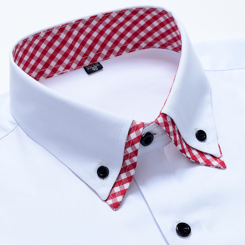 Νέο ανδρικό κοντομάνικο πουκάμισο φόρεμα, μη σιδερένιο διπλό στρώμα, επαγγελματικό επίσημο κανονικό μπλουζάκι γραφείου με κουμπιά επάνω Social πουκάμισα