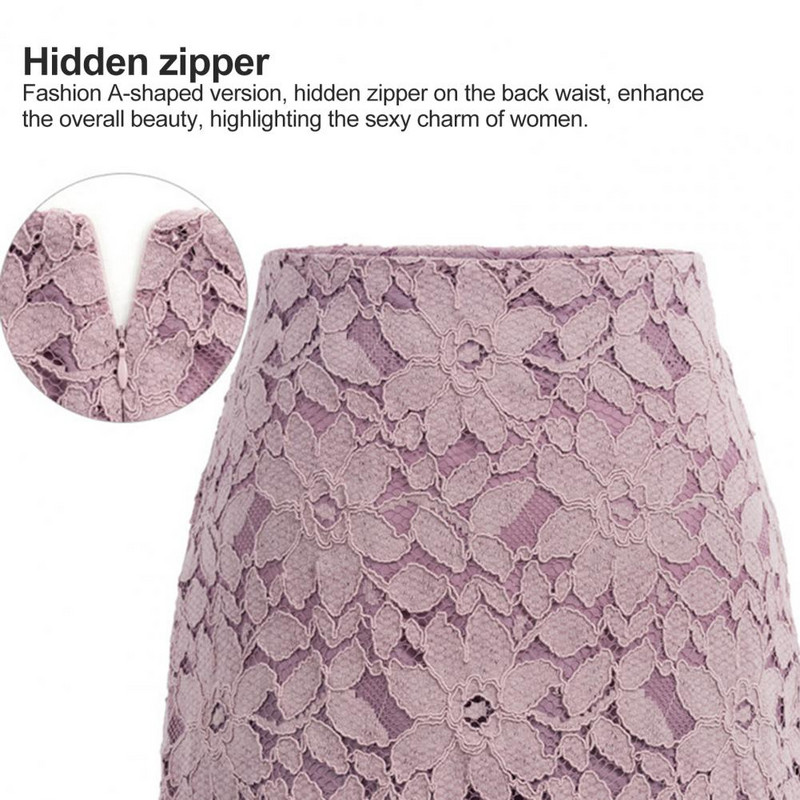 Eleganti brīvdienu Taisni svārki Sieviešu biroja Mežģīņu svārki Meitenēm A-Line Dobji Fitness Svārki Smalki Ceļa garums Liela izmēra svārki