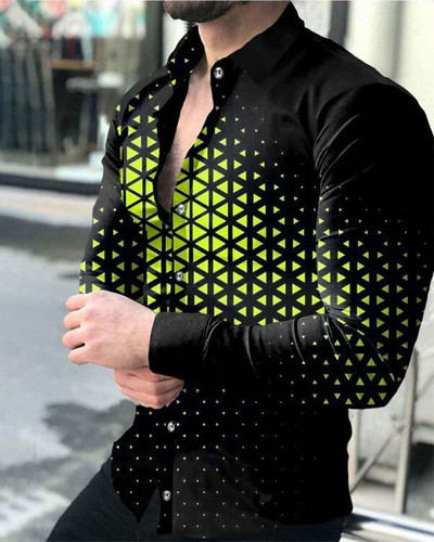 2023 ανδρικό πάρτι casual πουκάμισο πολυτελές κοινωνικό ανδρικό πουκάμισο με κουμπί πέτο πουκάμισο casual καρό στάμπα χρυσό μακρυμάνικο πουκάμισο