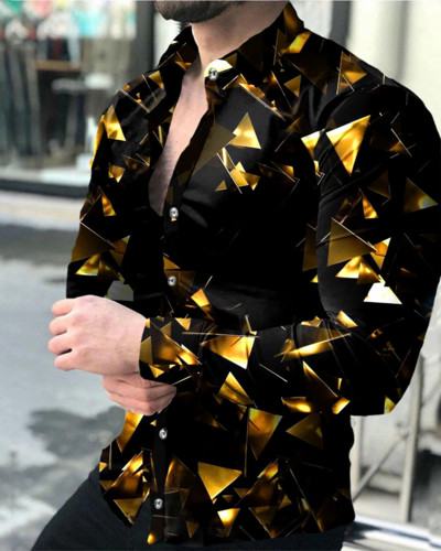 2023 ανδρικό πάρτι casual πουκάμισο πολυτελές κοινωνικό ανδρικό πουκάμισο με κουμπί πέτο πουκάμισο casual καρό στάμπα χρυσό μακρυμάνικο πουκάμισο