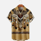 Ανδρικά πουκάμισα μόδας 2022 Άνετα πουκάμισα με ένα κουμπί Χαβάης ινδική 3d εκτύπωση μεγάλου μεγέθους κοντομάνικο πουκάμισο παραλίας