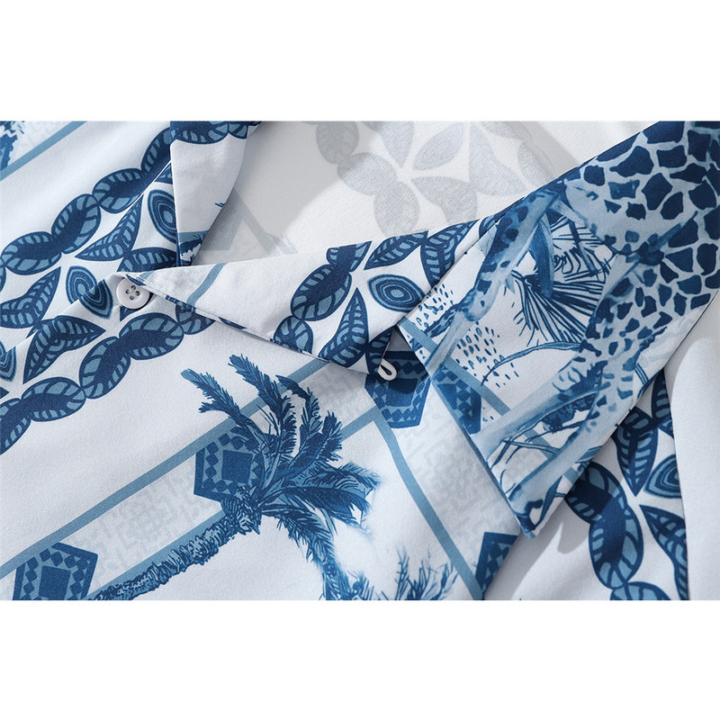 Tumša ikona Fiksēta apdruka Havaju krekls Vīriešu vasaras brīvdienas pludmales vīriešu krekli Vīriešu blūze