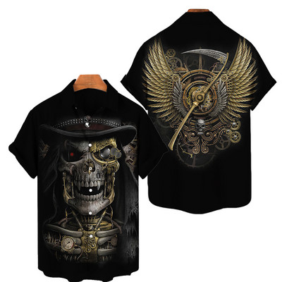 2022. aasta suvine 3D-prindiga meeste naiste Hawaii särk lühikeste varrukatega ülisuure pealuu tähekujulise trükiga hingav meeste särk 5XL