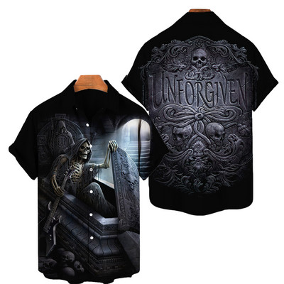 2022. aasta suvine 3D-prindiga meeste naiste Hawaii särk lühikeste varrukatega ülisuure pealuu tähekujulise trükiga hingav meeste särk 5XL