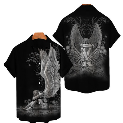 2022. aasta suvine 3D-prindiga meeste naiste Hawaii särk lühikeste varrukatega ülisuure pealuu tähekujulise trükiga hingav meeste särk 5XL