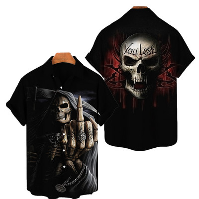 2022. aasta suvine 3D-prindiga meeste naiste Hawaii särk lühikeste varrukatega ülisuure pealuu tähekujulise trükiga hingav meeste särk 5XL