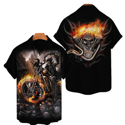 2022. aasta suvine 3D-prindiga meeste naiste Hawaii särk lühikeste varrukatega ülisuure pealuu tähekujulise trükiga hingav meeste särk 5XL