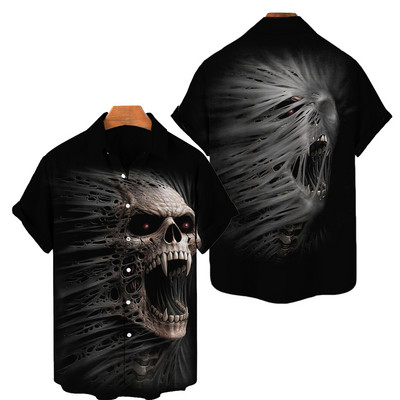 2022. aasta suvine 3D-prindiga meeste naiste Hawaii särk lühikeste varrukatega ülisuure pealuu tähekujulise trükiga hingav meeste särk 5XL