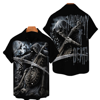 2022. aasta suvine 3D-prindiga meeste naiste Hawaii särk lühikeste varrukatega ülisuure pealuu tähekujulise trükiga hingav meeste särk 5XL