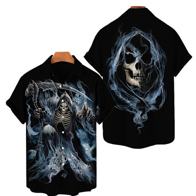 2022. aasta suvine 3D-prindiga meeste naiste Hawaii särk lühikeste varrukatega ülisuure pealuu tähekujulise trükiga hingav meeste särk 5XL