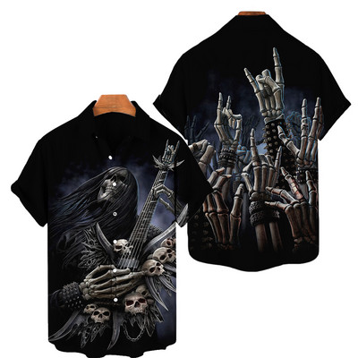 2022. aasta suvine 3D-prindiga meeste naiste Hawaii särk lühikeste varrukatega ülisuure pealuu tähekujulise trükiga hingav meeste särk 5XL