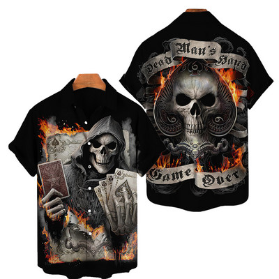 2022. aasta suvine 3D-prindiga meeste naiste Hawaii särk lühikeste varrukatega ülisuure pealuu tähekujulise trükiga hingav meeste särk 5XL