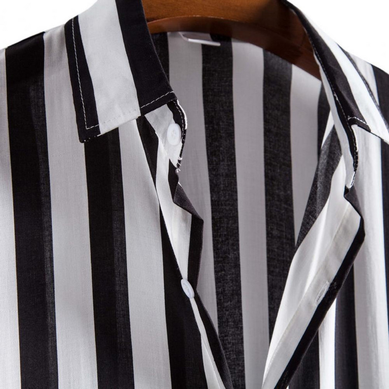 Cămăși cu dungi pentru bărbați Top cu mânecă scurtă cu model retro cu dungi Cămăși casual pentru bărbați camisas homme camisas de hombre рубашка мужская