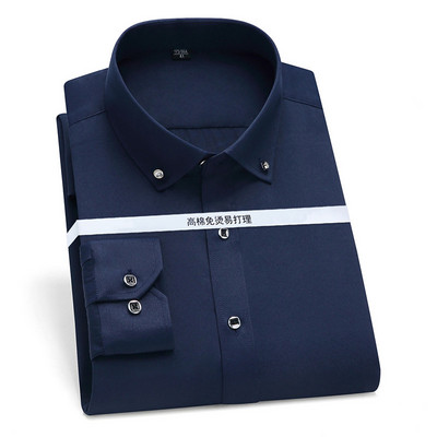 Ανδρικό πουκάμισο υψηλής ποιότητας, μακρύ μανίκι, μαλακό, άνετο, χωρίς τσέπη, μπλούζα για πάρτι γάμου με κουμπιά με διαμάντια