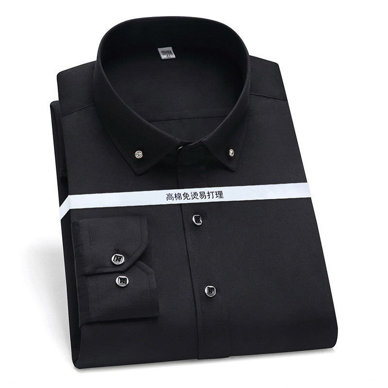 Cămașă pentru bărbați de înaltă calitate, cu mânecă lungă, solidă, moale, confortabilă, fără buzunar, pentru afaceri, slim fit, cu nasturi cu diamant, pentru petrecere, nuntă, bluză socială