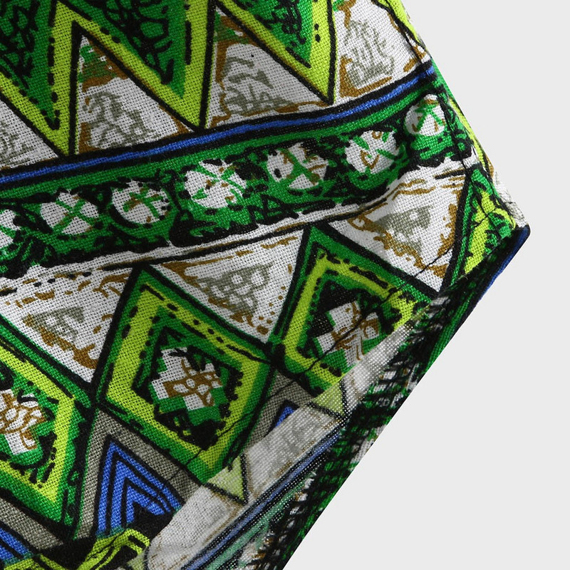 Zaļš vīriešu Havaju brīvdienu pludmales krekls ar apdruku, pogas krekls ar vintage apdruku, gadījuma rakstura īsām piedurknēm