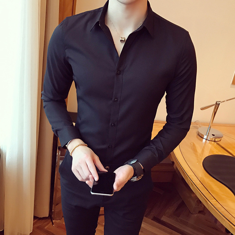 2023. gada zīmola apģērbi vīriešu vasaras augstas kvalitātes ikdienas krekls ar garām piedurknēm/vīriešu šauri pieguļoši atloks Modes krekli/topi lielizmēra S-3XL