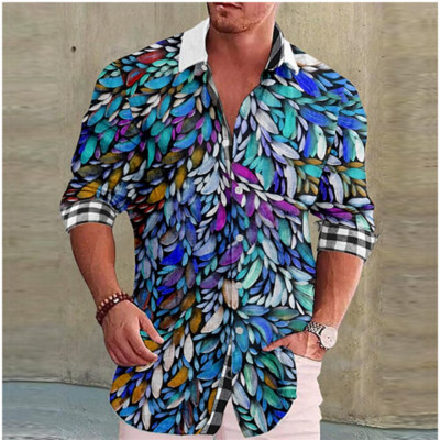 Divatos férfi ing hosszú ujjú hajtóka színes virágos tervezői dizájn alkalmi kabát ing puha kényelmes selymes férfi felsők 2023 új