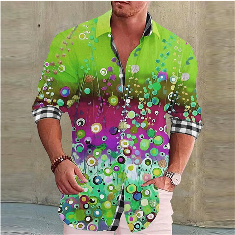 Divatos férfi ing hosszú ujjú hajtóka színes virágos tervezői dizájn alkalmi kabát ing puha kényelmes selymes férfi felsők 2023 új