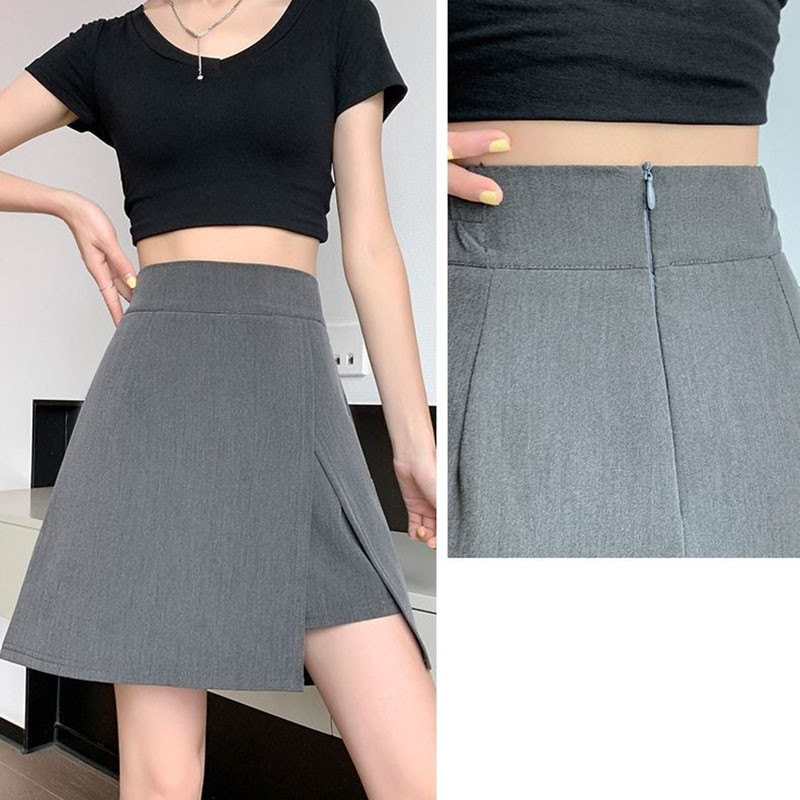 Modes svārki ar šortiem Sieviešu korejiešu svārki ar augstu vidukli, sadalīti mini svārki sievietēm 2023. gada vasaras muguras rāvējslēdzējs Liela izmēra 4Xl A līnijas svārki