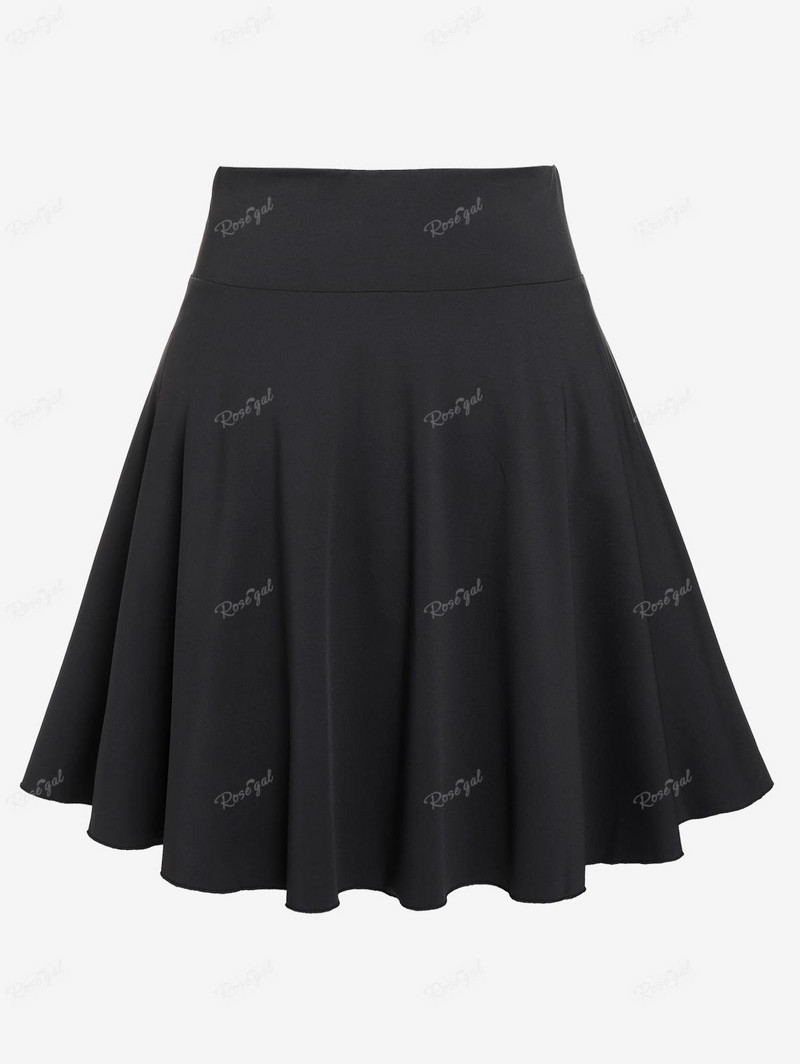 ROSEGAL Fusta cu nasturi cu oeje negre Marime mare Fusta cu nasturi pentru femei cu talie mare Fuste cu garnitură cu tragere Dimensiune prea mare Partea de jos casual 4XL