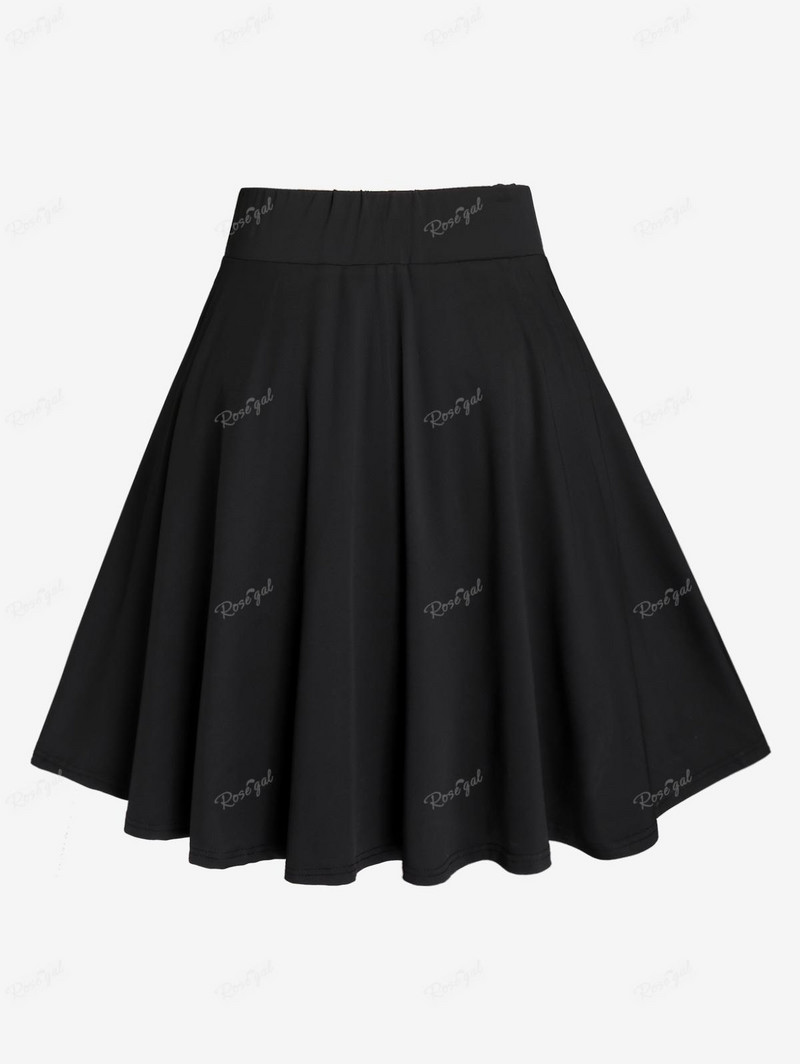 ROSEGAL Fusta cu nasturi cu oeje negre Marime mare Fusta cu nasturi pentru femei cu talie mare Fuste cu garnitură cu tragere Dimensiune prea mare Partea de jos casual 4XL