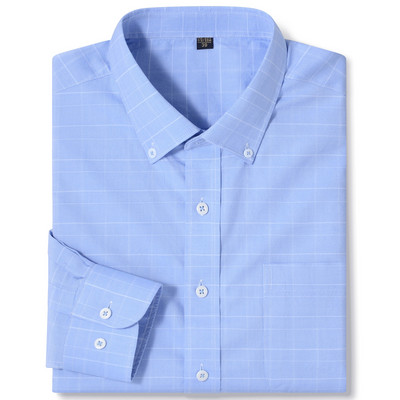 Ανδρικό μακρυμάνικο καρό πουκάμισο Oxford καρό με γιακά με κουμπιά και άνετα βαμβακερά πουκάμισα με κανονική εφαρμογή