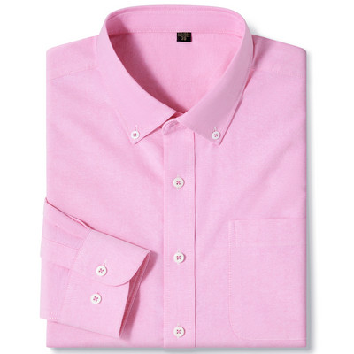 Ανδρικό μακρυμάνικο καρό πουκάμισο Oxford καρό με γιακά με κουμπιά και άνετα βαμβακερά πουκάμισα με κανονική εφαρμογή