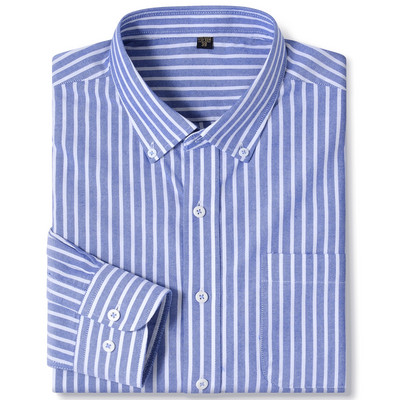 Ανδρικό μακρυμάνικο καρό πουκάμισο Oxford καρό με γιακά με κουμπιά και άνετα βαμβακερά πουκάμισα με κανονική εφαρμογή