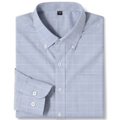 Ανδρικό μακρυμάνικο καρό πουκάμισο Oxford καρό με γιακά με κουμπιά και άνετα βαμβακερά πουκάμισα με κανονική εφαρμογή