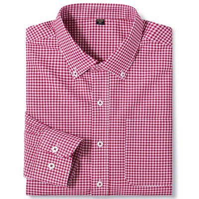 Ανδρικό μακρυμάνικο καρό πουκάμισο Oxford καρό με γιακά με κουμπιά και άνετα βαμβακερά πουκάμισα με κανονική εφαρμογή