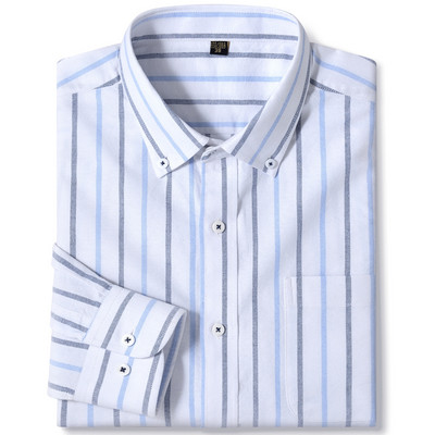 Ανδρικό μακρυμάνικο καρό πουκάμισο Oxford καρό με γιακά με κουμπιά και άνετα βαμβακερά πουκάμισα με κανονική εφαρμογή