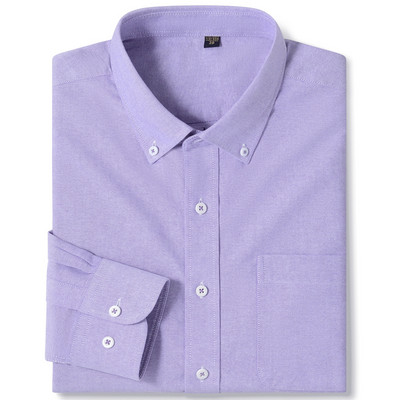 Ανδρικό μακρυμάνικο καρό πουκάμισο Oxford καρό με γιακά με κουμπιά και άνετα βαμβακερά πουκάμισα με κανονική εφαρμογή