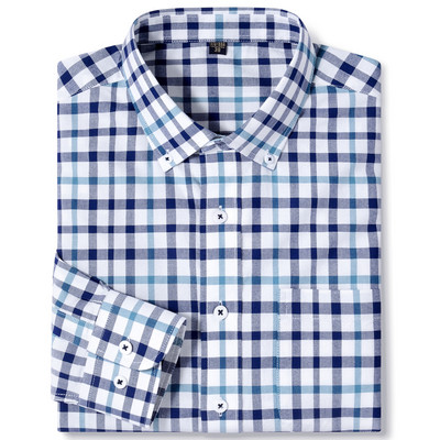 Ανδρικό μακρυμάνικο καρό πουκάμισο Oxford καρό με γιακά με κουμπιά και άνετα βαμβακερά πουκάμισα με κανονική εφαρμογή