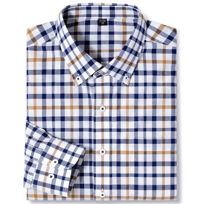 Ανδρικό μακρυμάνικο καρό πουκάμισο Oxford καρό με γιακά με κουμπιά και άνετα βαμβακερά πουκάμισα με κανονική εφαρμογή