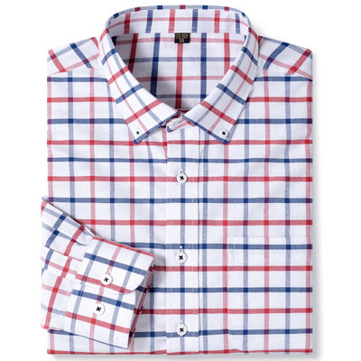 Ανδρικό μακρυμάνικο καρό πουκάμισο Oxford καρό με γιακά με κουμπιά και άνετα βαμβακερά πουκάμισα με κανονική εφαρμογή