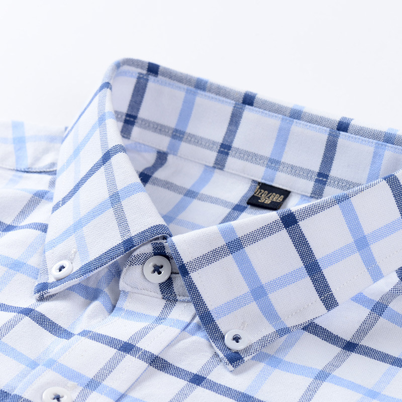 Ανδρικό μακρυμάνικο καρό πουκάμισο Oxford καρό με γιακά με κουμπιά και άνετα βαμβακερά πουκάμισα με κανονική εφαρμογή