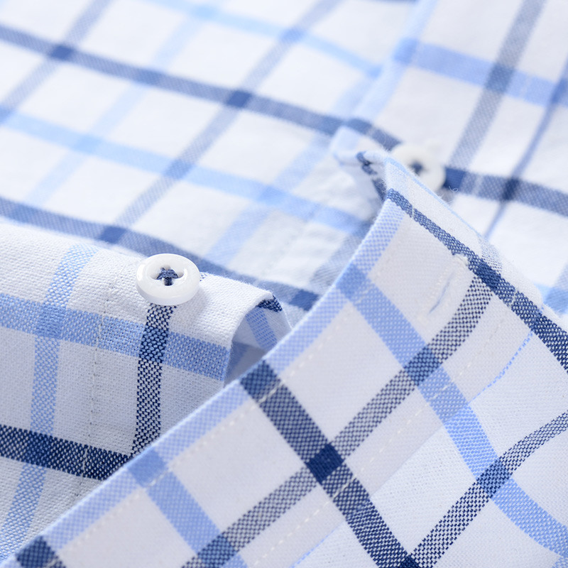 Ανδρικό μακρυμάνικο καρό πουκάμισο Oxford καρό με γιακά με κουμπιά και άνετα βαμβακερά πουκάμισα με κανονική εφαρμογή