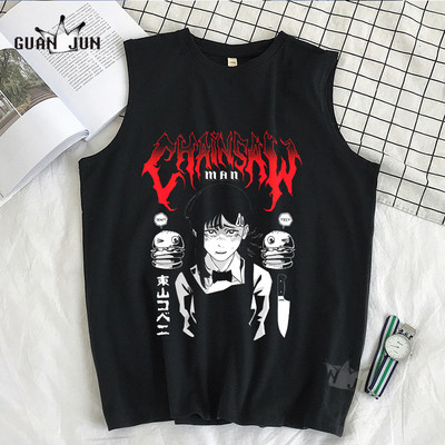 Αλυσοπρίονο Άνδρας Kobeni Casual βαμβακερές ανδρικές μπλούζες, φαρδιά καλοκαιρινή μόδα, τύπωμα αμάνικο μπλουζάκι, αρσενικό Harajuku