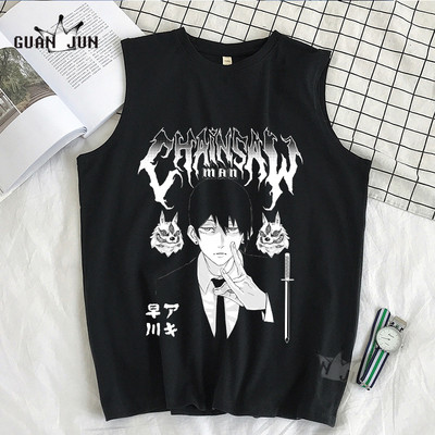 Αλυσοπρίονο Άνδρας Kobeni Casual βαμβακερές ανδρικές μπλούζες, φαρδιά καλοκαιρινή μόδα, τύπωμα αμάνικο μπλουζάκι, αρσενικό Harajuku