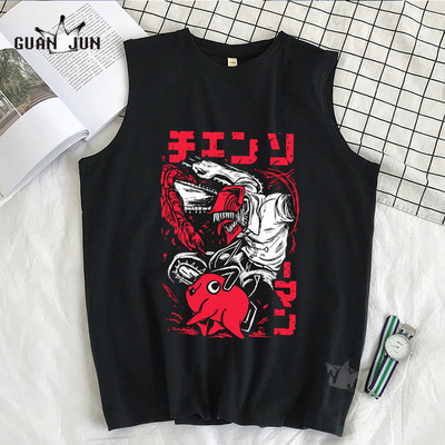 Αλυσοπρίονο Άνδρας Kobeni Casual βαμβακερές ανδρικές μπλούζες, φαρδιά καλοκαιρινή μόδα, τύπωμα αμάνικο μπλουζάκι, αρσενικό Harajuku